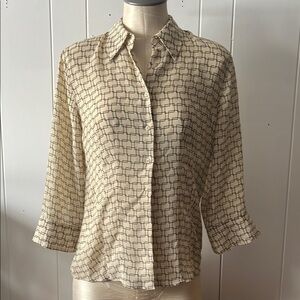 Women's Beige and Black Checkered Top